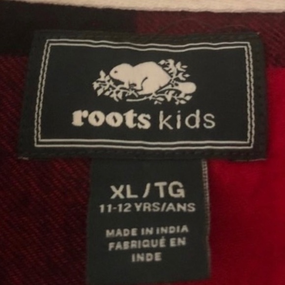 🙃🆕 ROOTS KIDS XL Kids Flanel Plaid Button Down Shirt - Picture 3 of 5